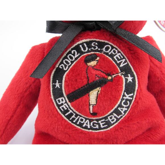 New with Tags 2002 US Open Bethpage Black Red Bear Plush Teddy Bear Club Golf - Picture 12 of 12
